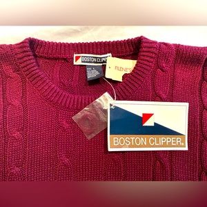 Vintage 90’s Cable Knit Sweater Red New Old Stock Mens Size L Fisherman NWT